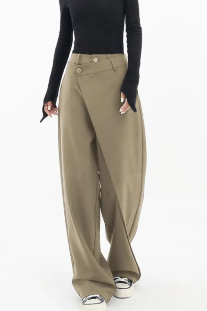 Pantalones anchos irregulares para señora