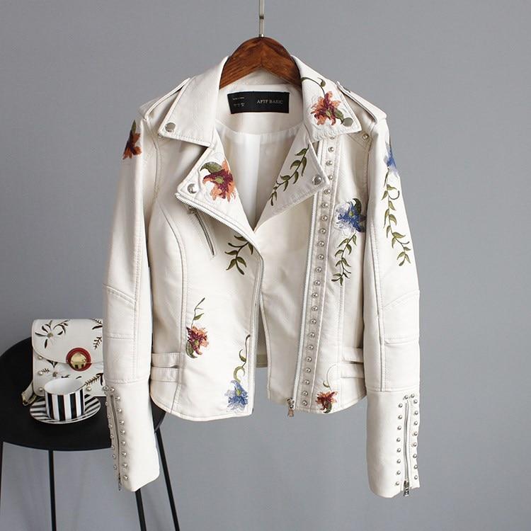 Idaira - Chaqueta de piel con bordado de flores