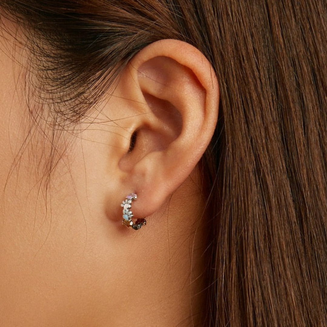 Créoles Colourful Paws en argent sterling