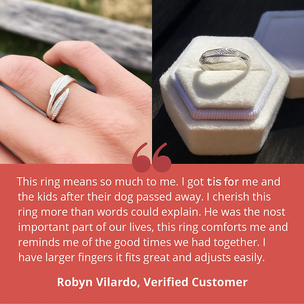 Plume d'ange - Bague commémorative ajustable