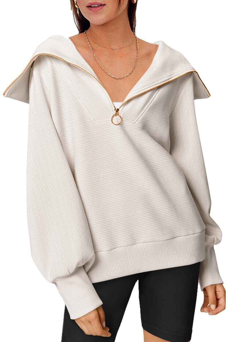 Lea - Jersey blanco oversize con cuello grande