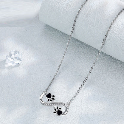 Collier Infinity Paw Print avec zircone
