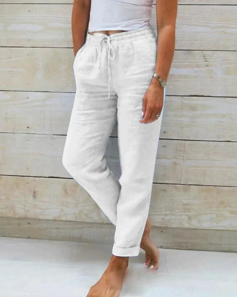 Pantalones de lino para mujer - Casual Chic - 100% Lino de primera calidad - Perfectos para el verano