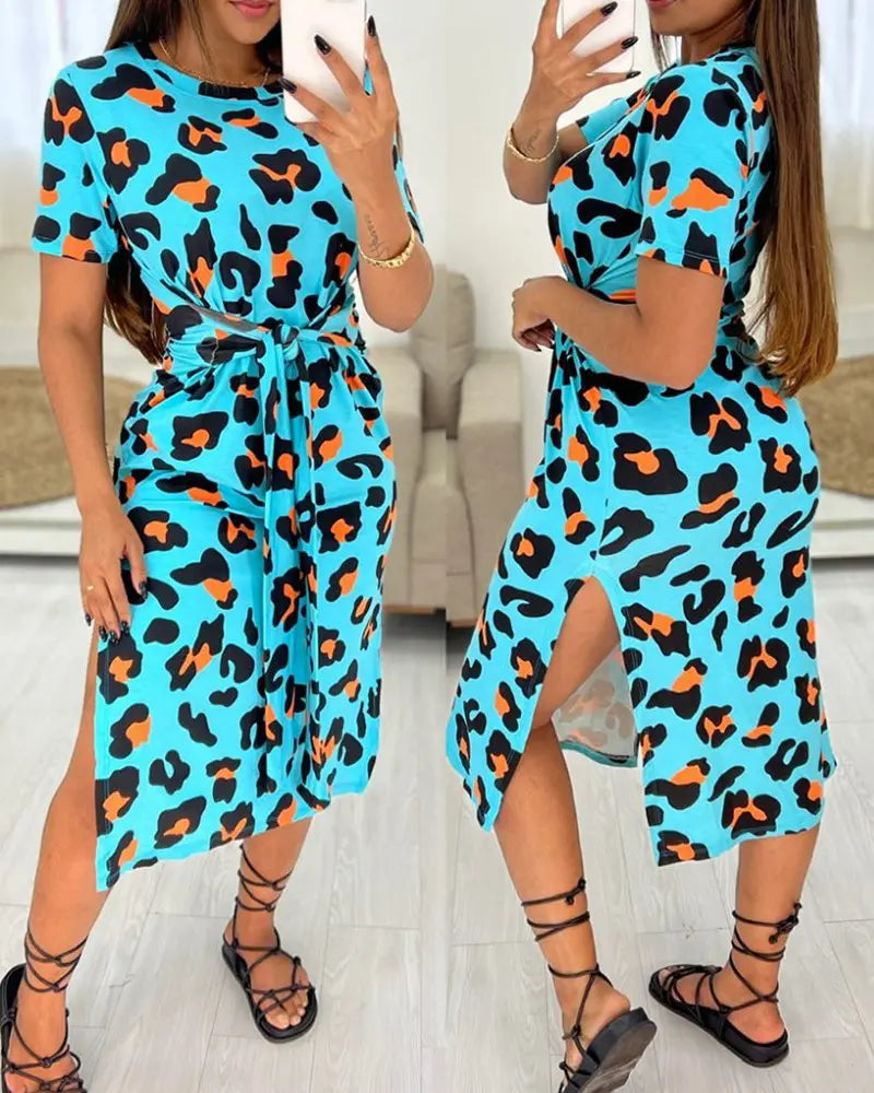 Vestido casual estampado leopardo