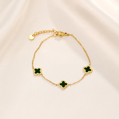 Pulsera trébol dorado y verde