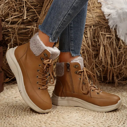 Botas de invierno casuales para mujer con forro polar y engrosamiento para mayor calidez y comodidad