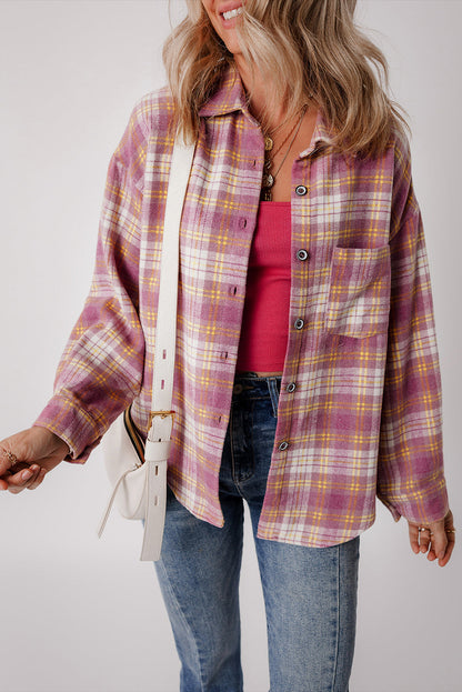 Jovelyn | Casual Chic Chaqueta Camisa Cuadros Rosa