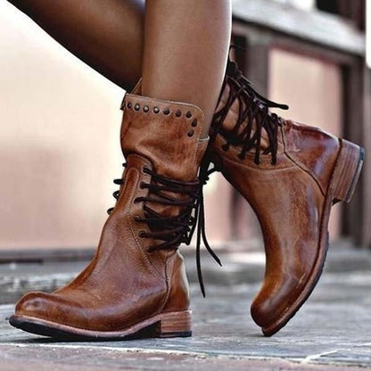 Amaya™ - Botas con cordones de piel vintage