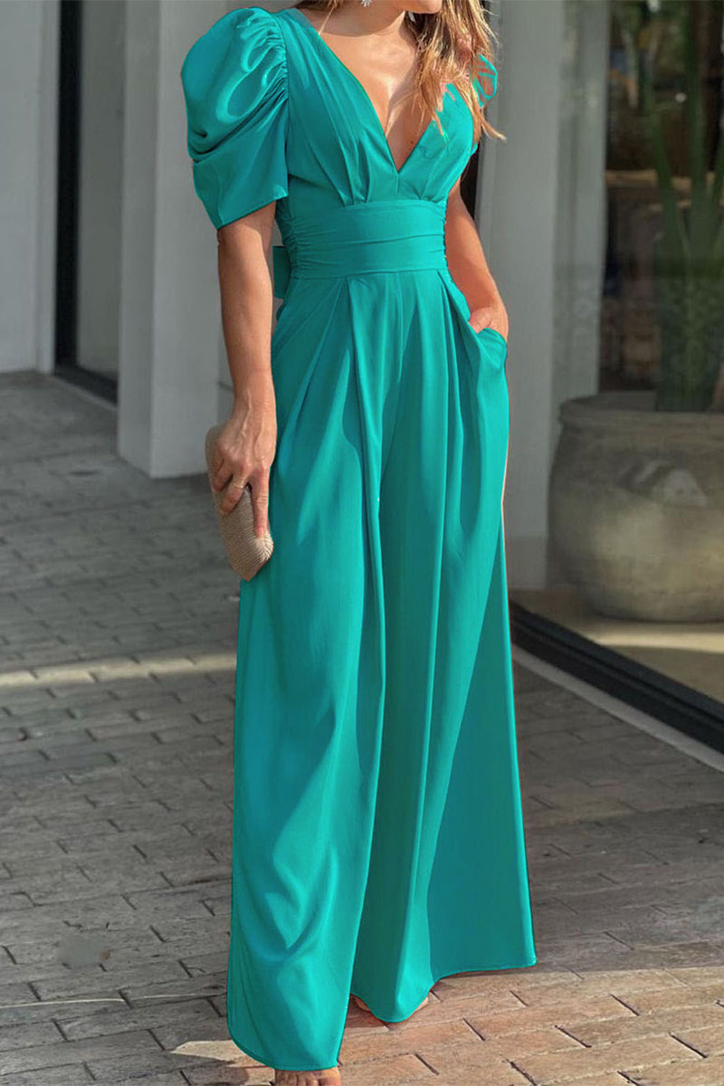 Casual simplicity-cuello redondo holgado-monos (5 colores)