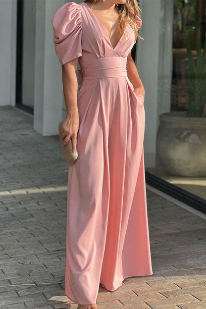 Casual simplicity-cuello redondo holgado-monos (5 colores)