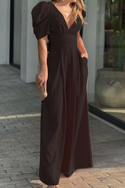 Casual simplicity-cuello redondo holgado-monos (5 colores)