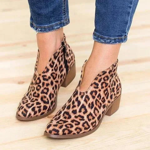 Botas sexys de mujer con cuello de pico y cierre de fricción