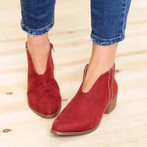 Botas sexys de mujer con cuello de pico y cierre de fricción