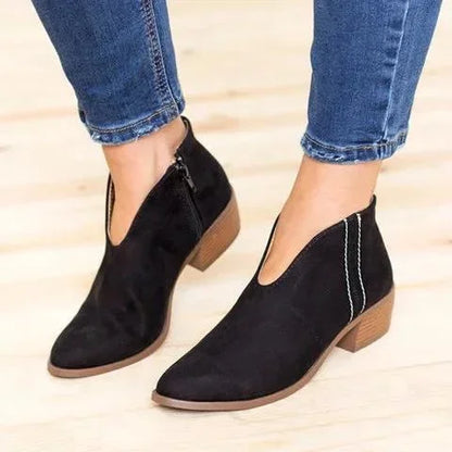 Botas sexys de mujer con cuello de pico y cierre de fricción