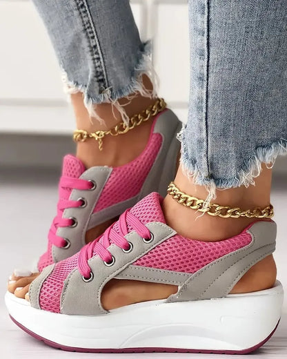 Sandalias Denisee Muffin con cordones y panel en contraste