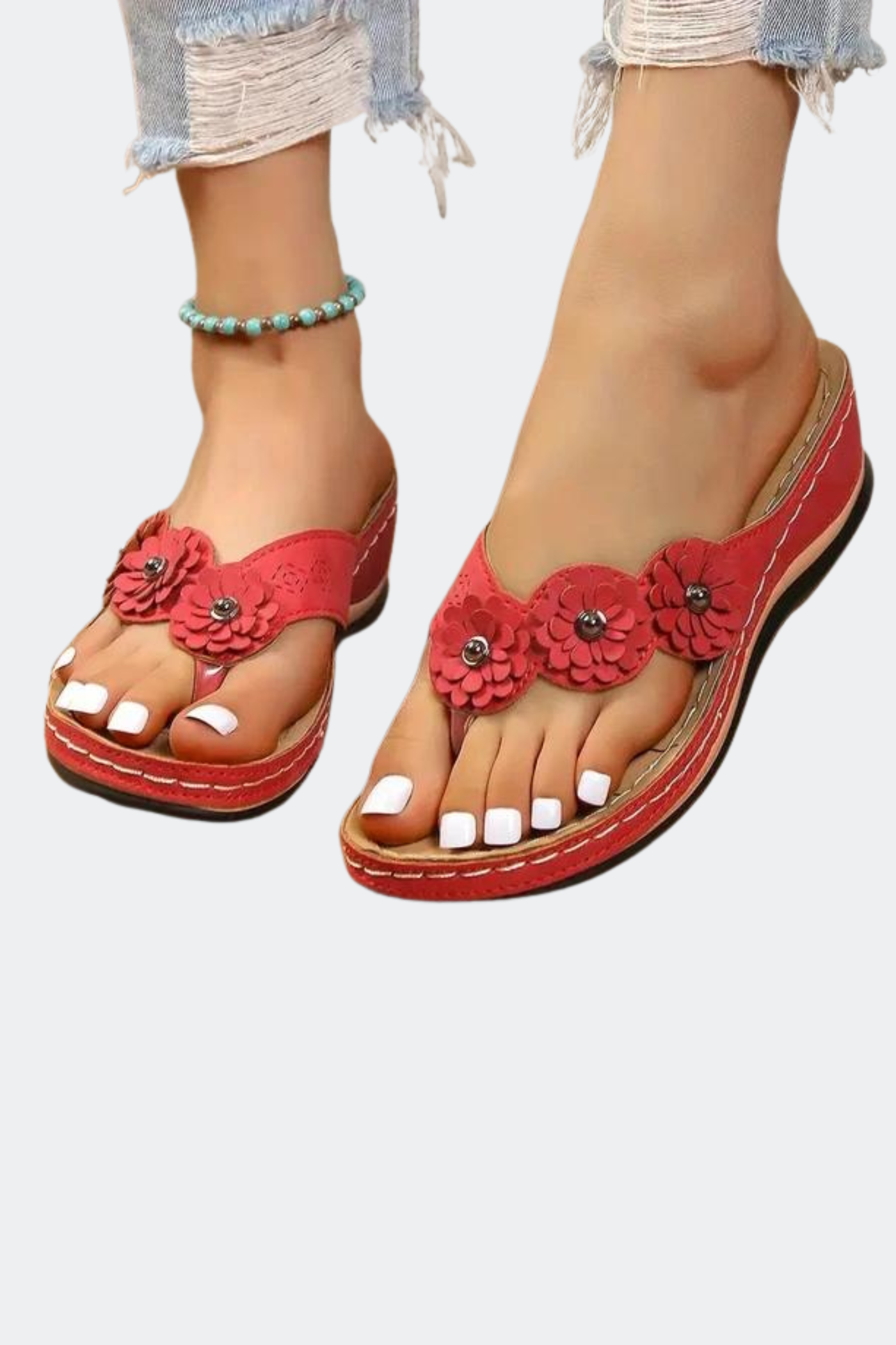 Sandalias planas ortopédicas de verano para mujer con flores - Felice