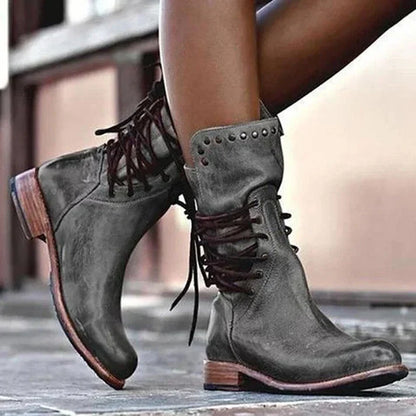 Jatta - elegantes botas de piel con cordones