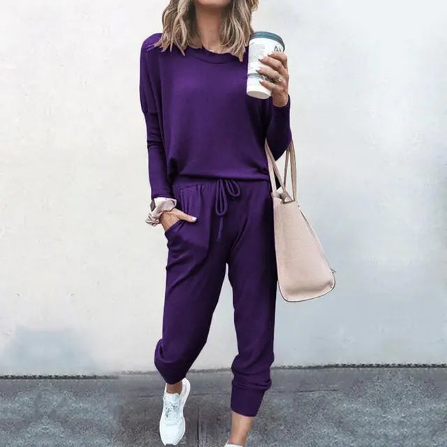 Señoras chándal con mangas cortas top pantalones casual loose loungewear