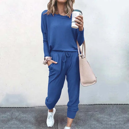 Señoras chándal con mangas cortas top pantalones casual loose loungewear