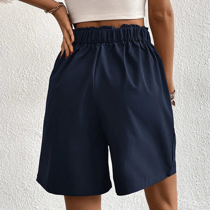 Pantalones cortos para mujer - A la moda - Cintura alta, ligeros, transpirables - Ideales para el verano