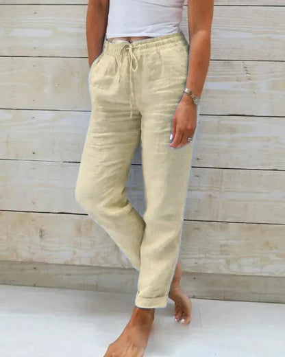 Pantalones de lino para mujer - Casual Chic - 100% Lino de primera calidad - Perfectos para el verano