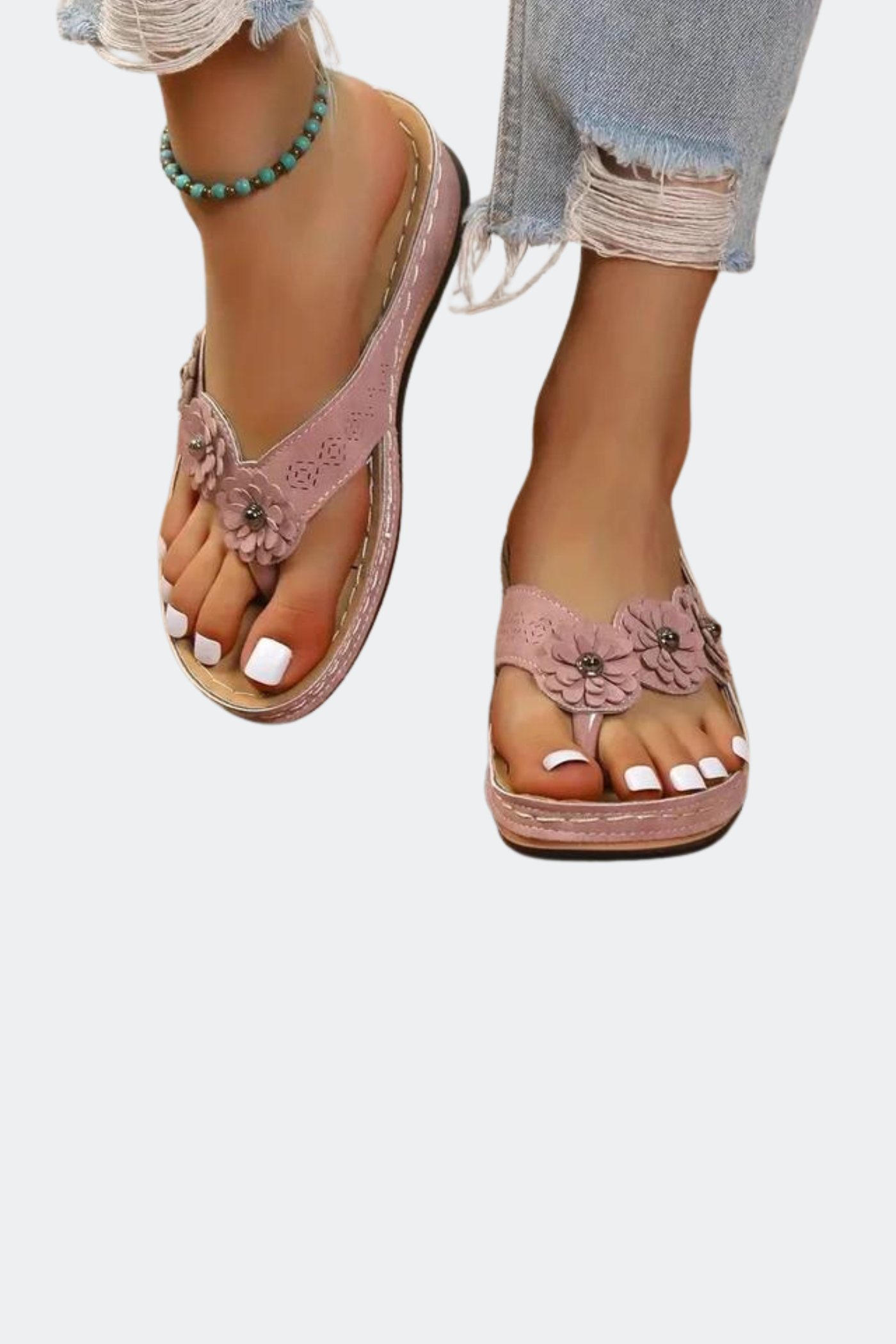 Sandalias planas ortopédicas de verano para mujer con flores - Felice