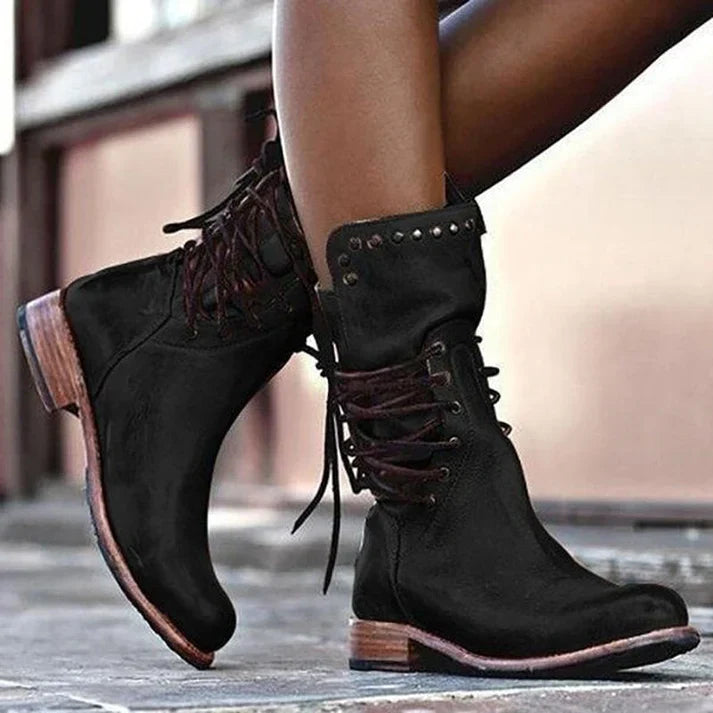 Jatta - elegantes botas de piel con cordones