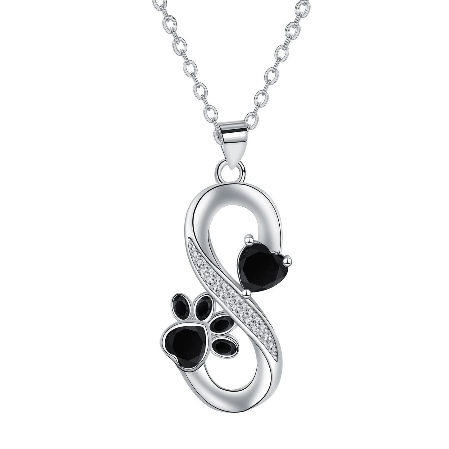 Collier symbole infini cœurs empreinte de patte