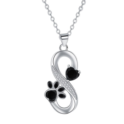Collier symbole infini cœurs empreinte de patte