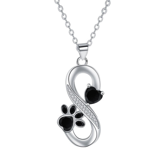 Collier symbole infini cœurs empreinte de patte