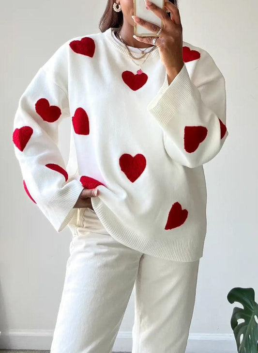 Jersey con estampado de corazones para mujer