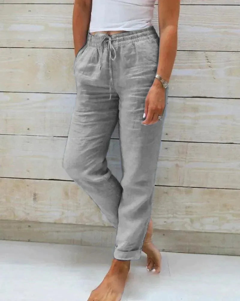 Pantalones de lino para mujer - Casual Chic - 100% Lino de primera calidad - Perfectos para el verano