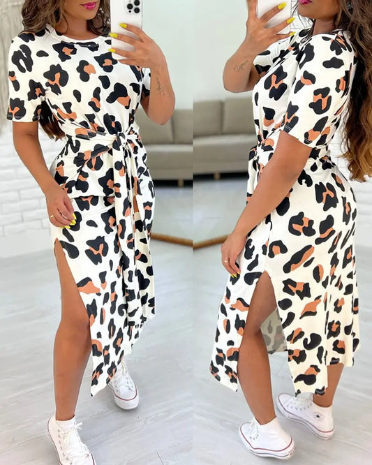 Vestido casual estampado leopardo