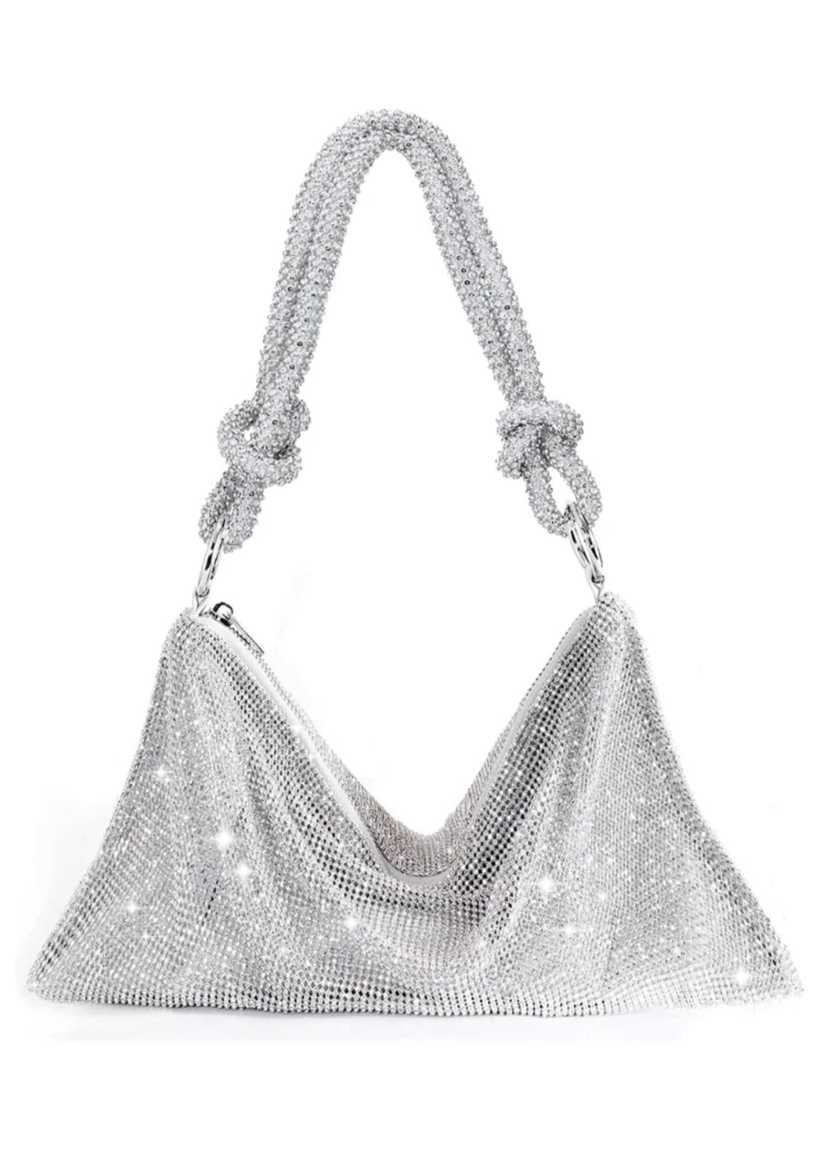 Isabelle - Bolso de strass plateado