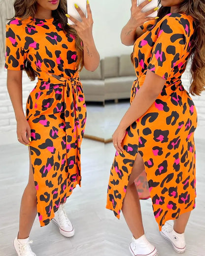 Vestido casual estampado leopardo