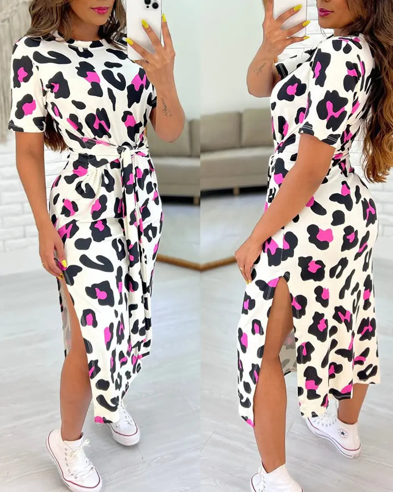 Vestido casual estampado leopardo