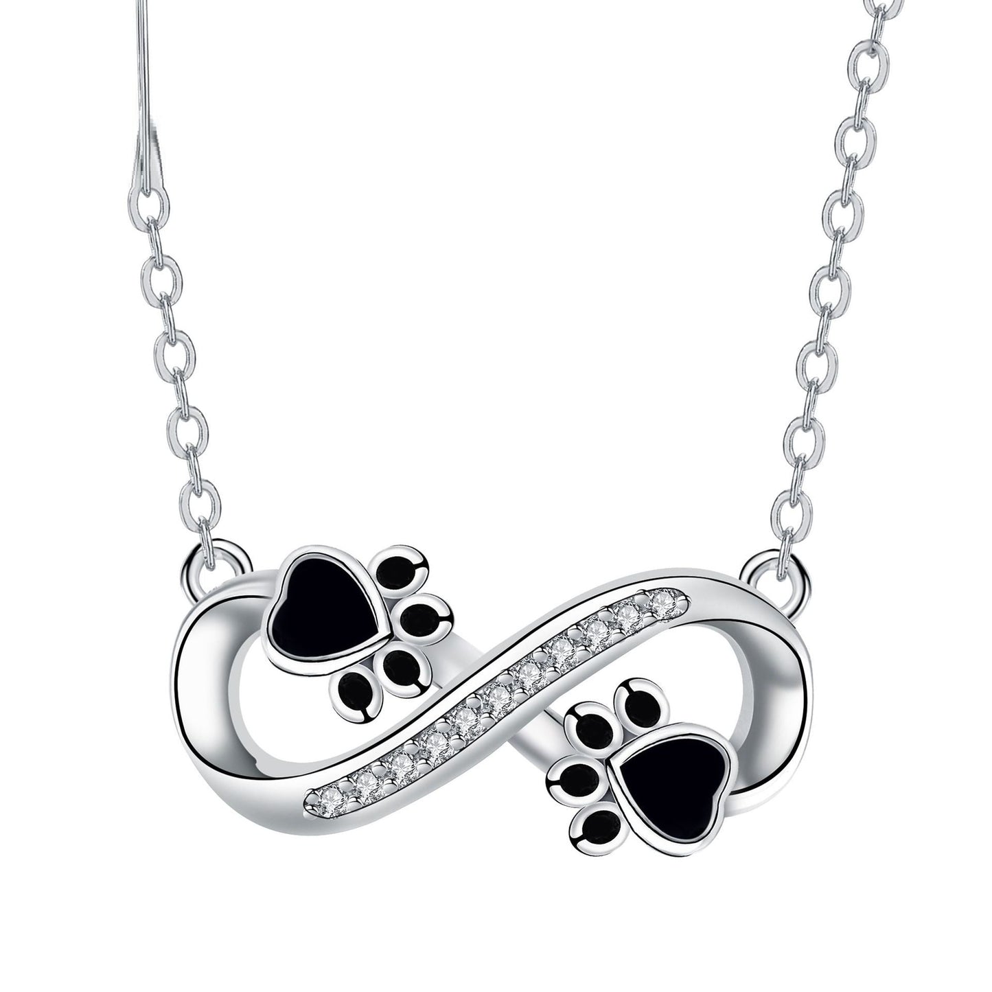 Collier Infinity Paw Print avec zircone