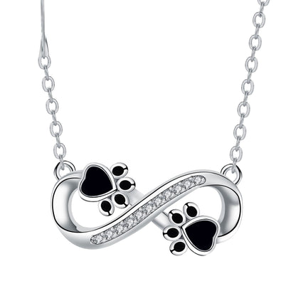 Collier Infinity Paw Print avec zircone