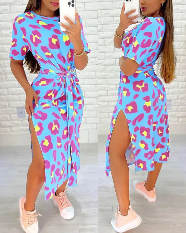 Vestido casual estampado leopardo