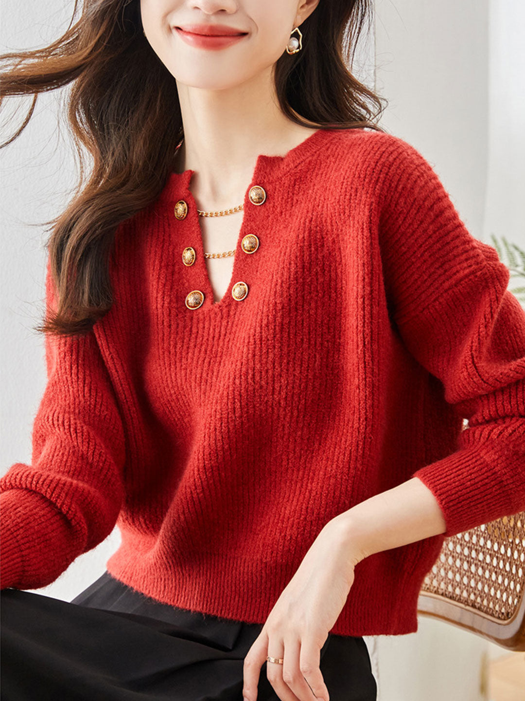 Winoldine Sweater | Suéter de punto con cadena para mujer