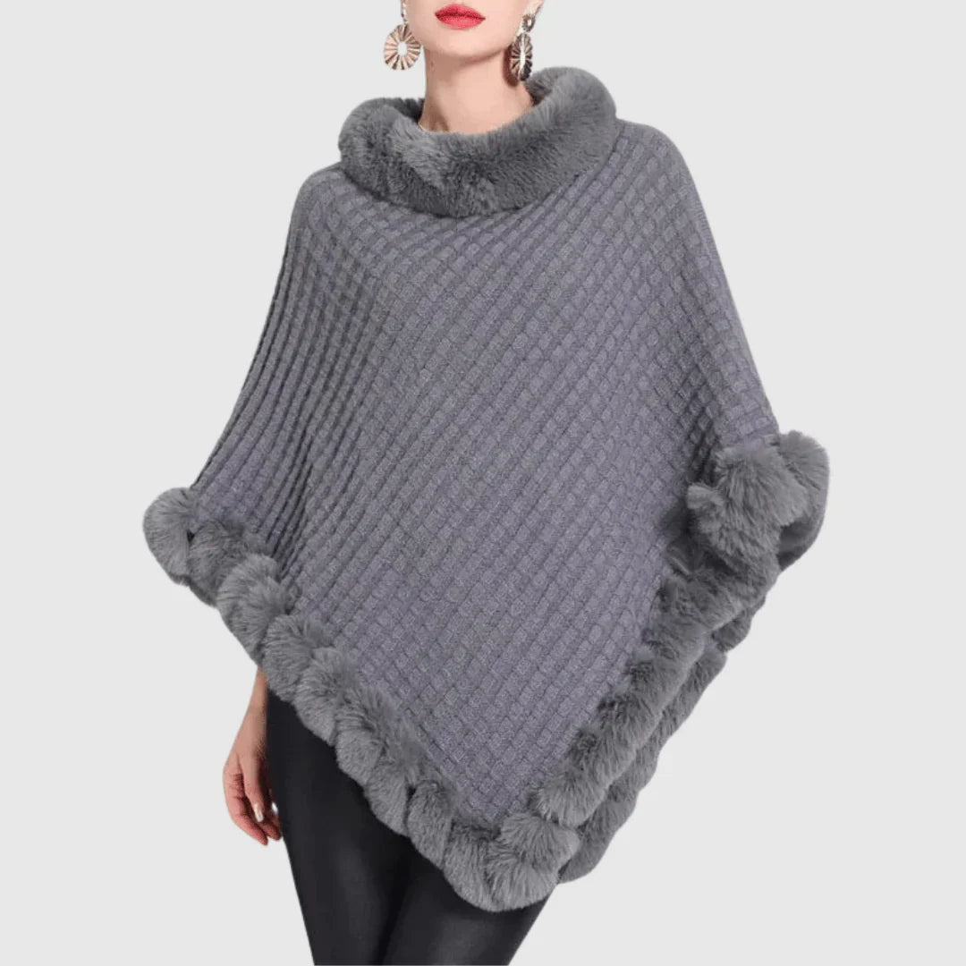 Poncho de cuello alto para mujer