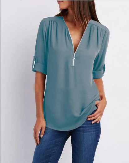 Adele - Blusa con media cremallera