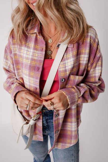 Jovelyn | Casual Chic Chaqueta Camisa Cuadros Rosa