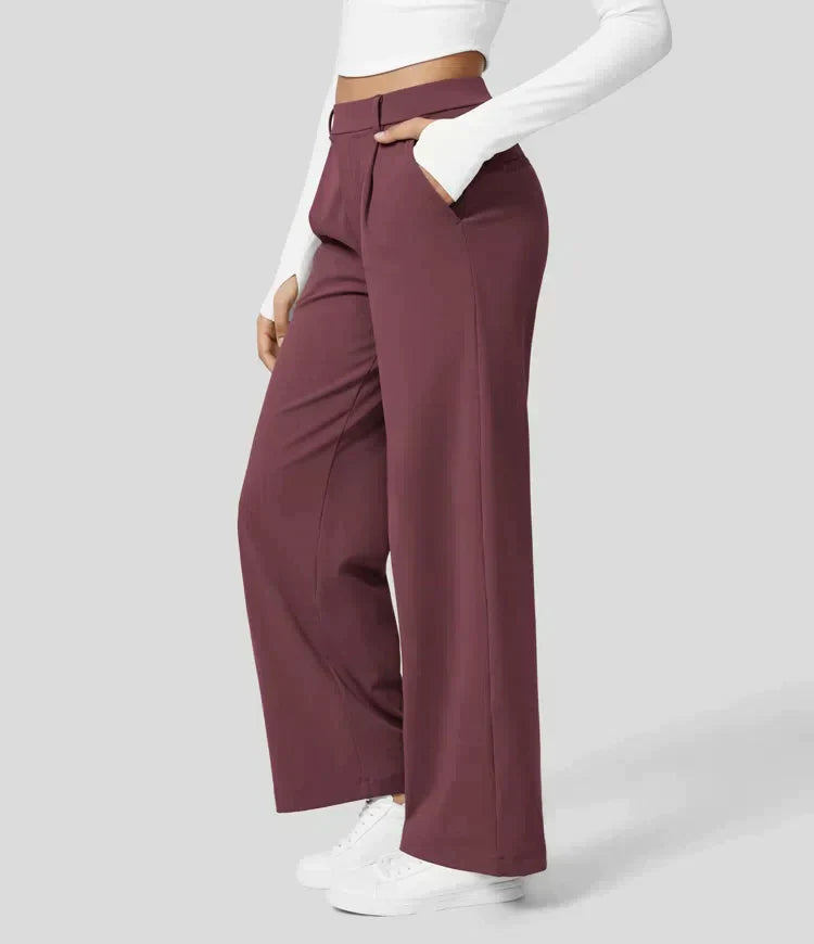 Grace - Pantalones rectos elásticos de talle alto para mujer