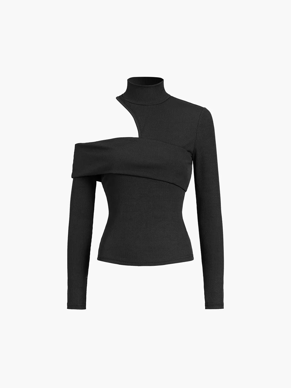 Jersey asimétrico de cuello alto para mujer