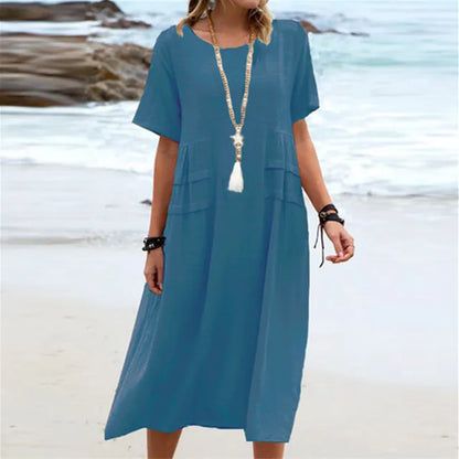 Benthe - Vestido de playa de lino y algodón