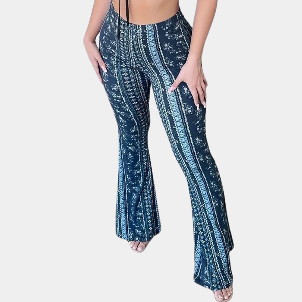 Elvera - Pantalones acampanados estilo boho para mujer