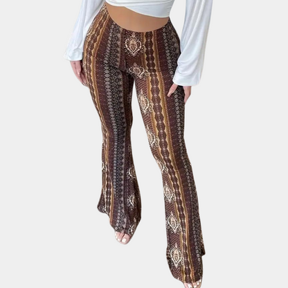 Elvera - Pantalones acampanados estilo boho para mujer