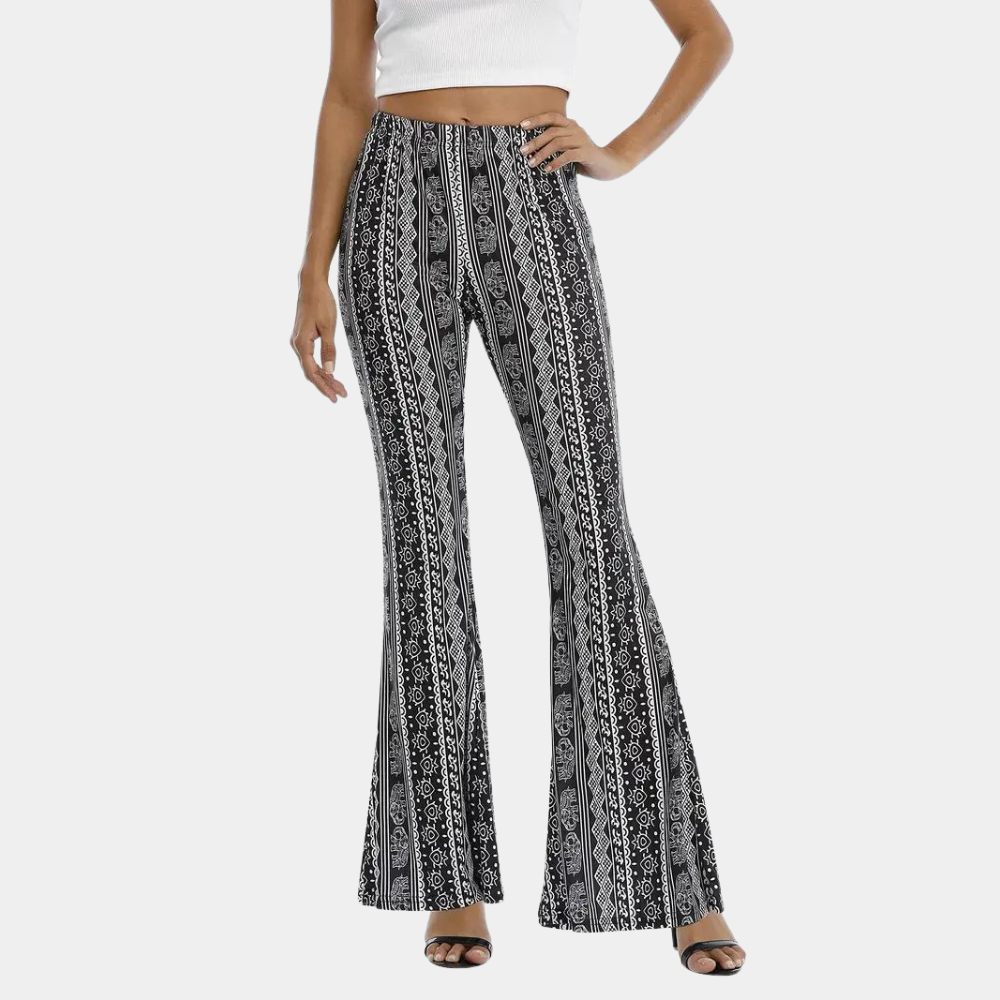 Soleil - Pantalones acampanados de estilo boho para mujer