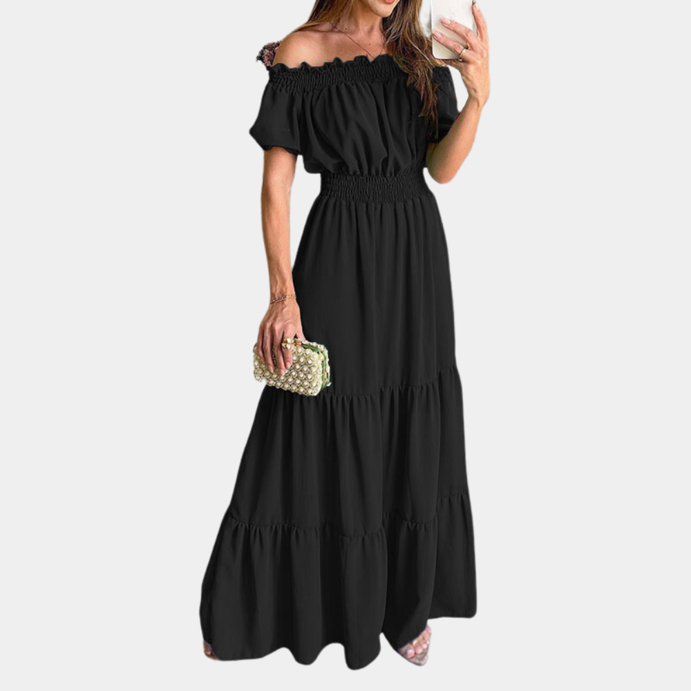 Elegante vestido maxi con hombros descubiertos para mujer